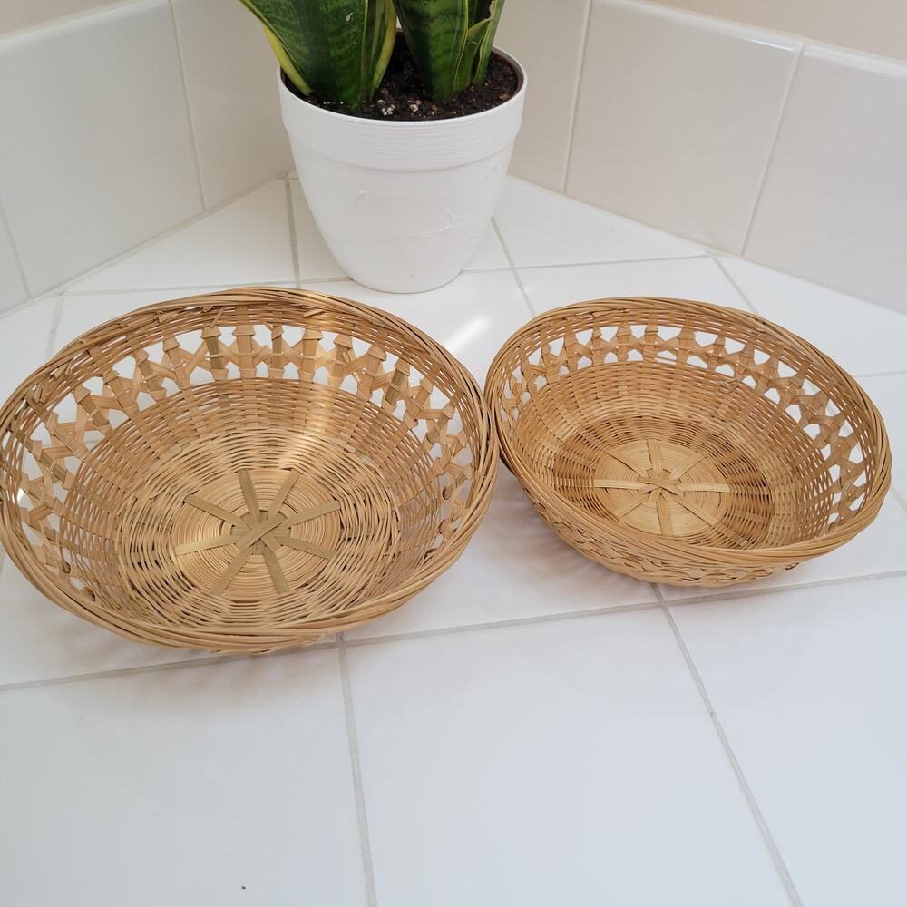 Set of Two Wicker Baskets for Wall Hanging or Display, 8.5"